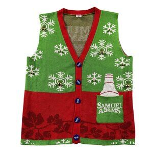 Men’s Ugly Christmas Sweater Vest Sam Samuel Adams Beer Jingle Bells Medium